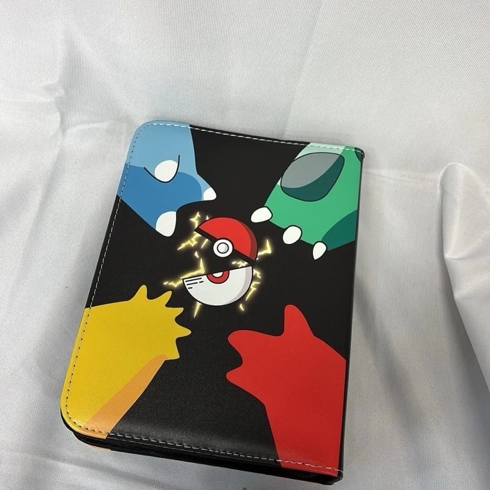 Pokemon colorful  leather Binder full zip and  card holder included New!